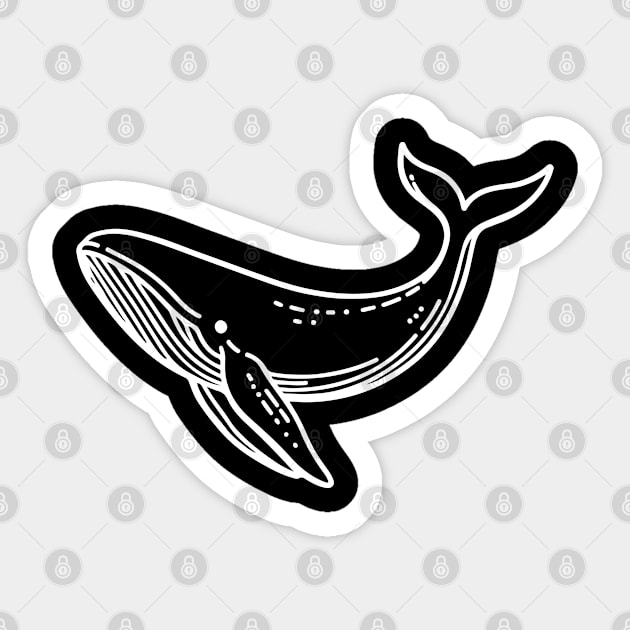 Whale Line Art (White Line Version) Sticker by inotyler